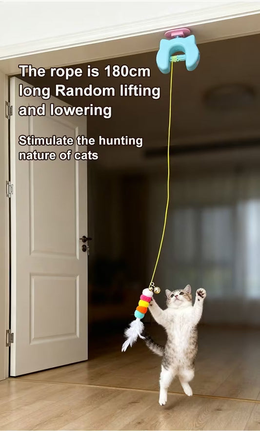 🐱 Ny Elektrisk Smart Hängande Kattleksak – Indragbar & Rörelsesensor, Interaktiv Kul för Träning & Mot Tråkighet 🧶⚡💫