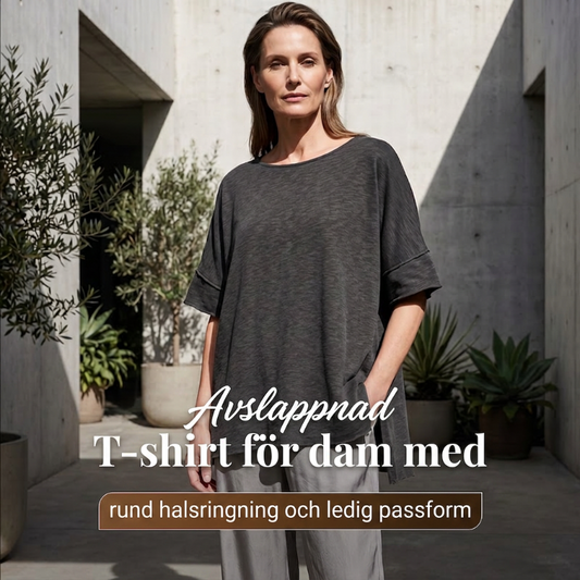 👚 50% RABATT NU!🌸 Dam Lös Båthalsringning Topp – Mjuk & Andningsbar – Elegans i Vardagen ✨