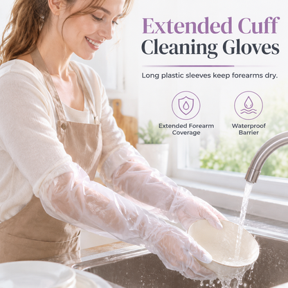 Disposable Long-Cuff Cleaning Gloves | 20–100 Pack