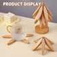 🎄 LIMITED-TIME 50% OFF!🍽️ Tree-Shaped Wooden Trivet Set! Gravity-activated folding, 4 trivets + stand, heat-resistant – festive table protection.