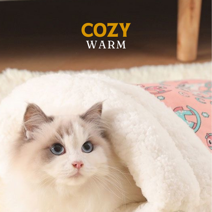 ⏳Time-Limited Special⏰Plush Cave-Style Pet Sleeping Bag – Semi-Enclosed Cozy Design Gives Cats Sheltered Tucked-Away Resting Spot, Soft Plush Comfort, Hooded Shape Blocks Indoor Drafts & Easy-Care Washable – 4 Patterns Multiple Sizes 🐱