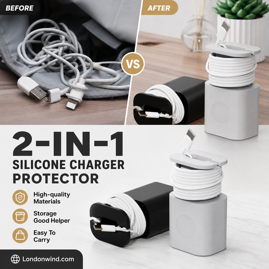 ⏳🔥LIMITED-TIME 50% OFF! ⏰2-in-1 Silicone Charger Protector – Guard Your Brick, Tame Your Cable – No More Messy Wires, No More Scuffed Chargers 🧹