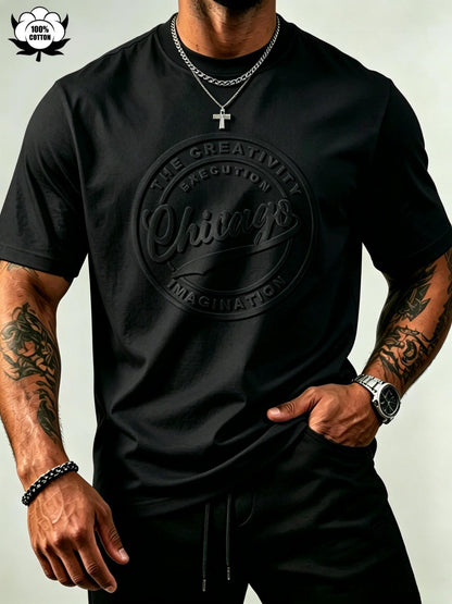 👕🔥 Herr-T-shirt i ren bomull – strukturerat tryck, mjuk känsla & avslappnad passform. 50 % RABATT! 🌿