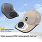 🌞 50% RABATT NU! 🍃 Andningsbar Baseballkeps med Solfläkt – Dubbel Strömkälla, 360° Justerbar Fläkt & UPF50+ Skydd 🧢