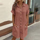💎 60% OFF! 💎 Women's Buttoned Short Sleeve Pocket Shirt Dress – Cotton Blend, Relaxed Fit & Everyday Versatility (M–2XL) 👗🌿