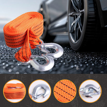 🚗 KÖP 3 FÅ 1 GRATIS! 🔥 13 Fot Bil Bogserlina med Krokar – 3 Tons Viktkapacitet, Slitstark Polyester & Perfekt För Nödsituationer & Terrängkörning 🚙