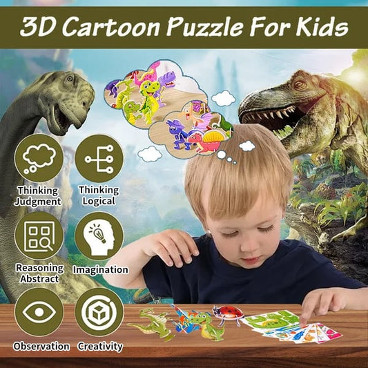 🧩 50% RABATT! ✨ 3D-PUSSEL MED DJURMOTIV - 57 Delar med Glow-in-the-Dark Effekt, Utvecklar Kreativitet och Problemlösningsförmåga hos Barn 🦁🎉
