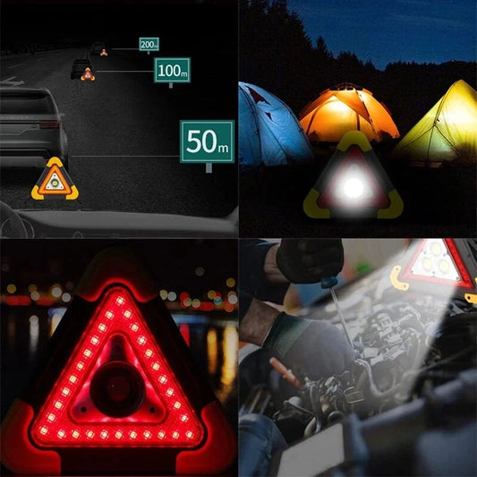 🔥 50% RABATT på utvalda produkter💥2-i-1 Soldriven Nödtriangel Varningsljus Vid Vägkanten🚨
