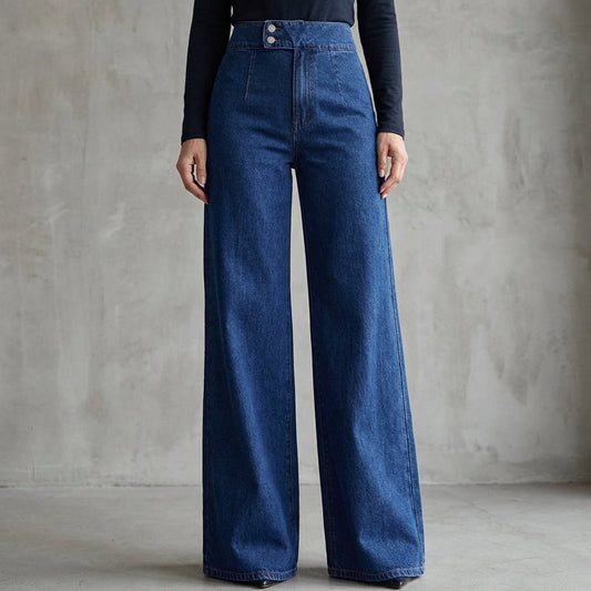 🔥50 % rabatt💖 Högmidjade, vidbyxade jeans som framhäver figuren perfekt