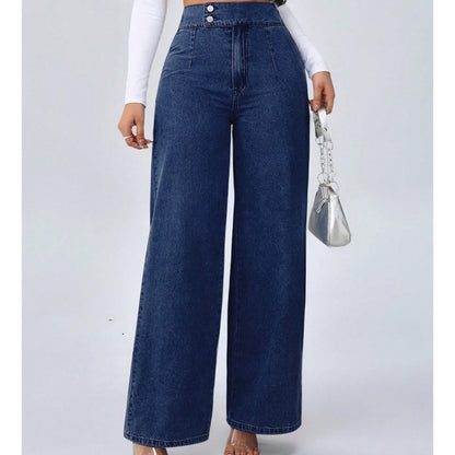 🔥50 % rabatt💖 Högmidjade, vidbyxade jeans som framhäver figuren perfekt
