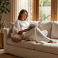 🍃 50% RABATT NU!✨ Löst Sittande Långärmad Topp & Vida Byxor Set – Mjukt & Andningsbart – Casual 2-Delars Loungeset ☕
