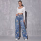 👖 50% RABATT! 🌸 Raka Jeans med Blommönster för Dam – Trendigt Tryck, Bekväm Passform & Perfekt För En Färgstark Look 💙