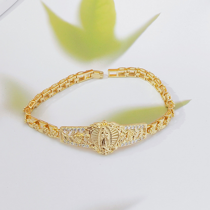 📿 Exklusiva smycken💎 Elegant ihålig blomma Jungfru Maria armband – Delikat design & hypoallergen – Perfekt för dagligt tro-inspirerat bruk – andlighet möter stil ✨🙏