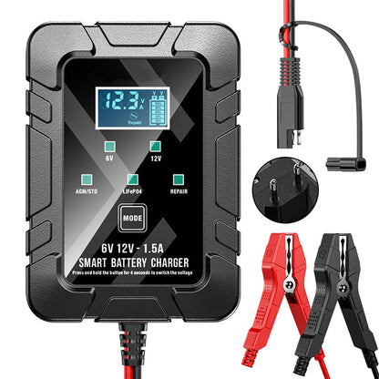 🔥🎁Nyhet 50 % RABATT🔥Smart batteriladdare, 6 V och 12 V, underhållsladdare, underhållsladdare och avsulfaterare