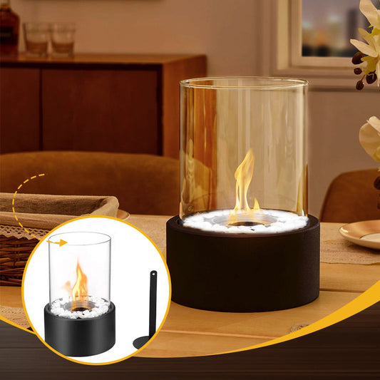 🔥 55 % rabatt! 🏠 Bordseldstad i glas och metall – bärbar, rökfri, lämplig för både inomhus- och utomhusbruk, utrustad med etanolbrännare – en mysig inredningsdetalj som förgyller ditt hem ✨