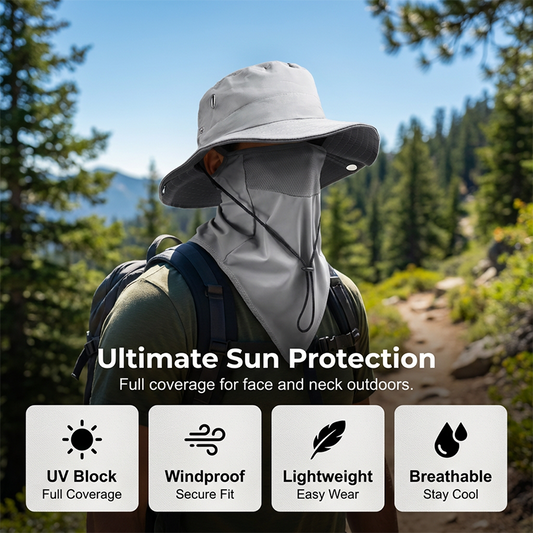 🧢 50% RABATT NU! ☀️ Ventilerad Fiskarhatt med Avtagbart Ansiktsskydd – 2-i-1 Design, Kylande IsSilke & Justerbar Passform – 360° Solskydd 🎣