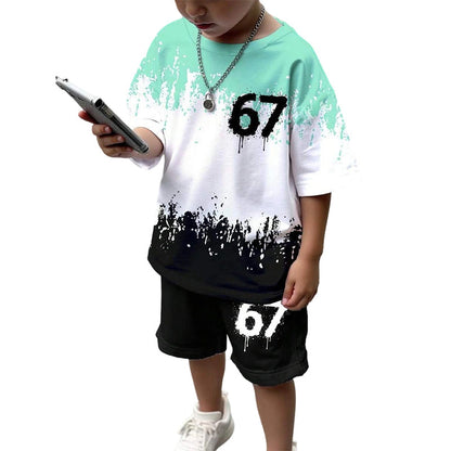 🎁2026 Hot Sale🎁Pojkars set med 3D-tryckt t-shirt och shorts