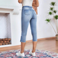 🔥Factory Direct Sales🔥Stretchiga caprijeans för damer med dragsko i midja