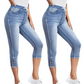 🔥Factory Direct Sales🔥Stretchiga caprijeans för damer med dragsko i midja