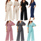 🔥50% RABATT NU!🔥 Elegant jumpsuit för dam med V-ringning, vida ben och knytning i midjan