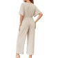 🔥50% RABATT NU!🔥 Elegant jumpsuit för dam med V-ringning, vida ben och knytning i midjan