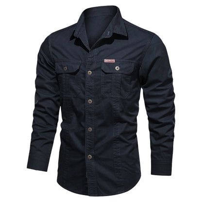 👔 50% RABATT NU! 🔧 Herr Långärmad Bomulls Arbetskjorta – Andningsbar, Dubbla Bröstfickor & Förstärkta Sömmar – Robust & Hållbar 🛠️