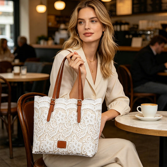 👜 2026 års nyhet! 🌸 Vintage Spets Axelsväska – Elegant Spets, Rymlig & Justerbar Rem – Perfekt För Bröllop, Vardag & Resor ✨