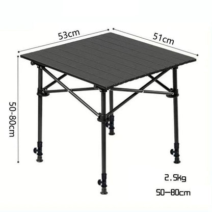 Bärbart hopfällbart campingbord – kolstål, verktygslös montering & förvaringsväska ingår 🏕️🪑