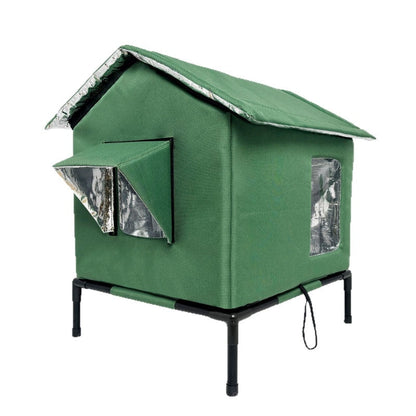⏳🔥LIMITED-TIME 50% OFF! ⏰🐈 All-Weather Elevated Outdoor Cat House – Waterproof Oxford Cloth, Thermal Aluminum Lining & Foldable Design 🌧️