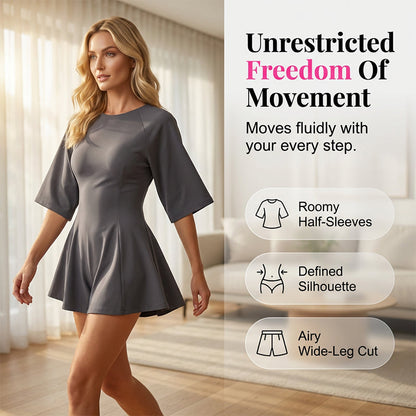 Uformell jumpsuit med rund hals og innsvingt midje