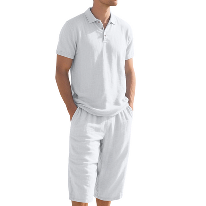 👕 50% RABATT NU! 🌿 Herr Linne Skjorta & Casual Byxor Set – Andningsbar, Avslappnad Passform & Mångsidig – Sommarbasvara ☀️