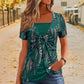 👚 50% RABATT NU!🔥 Leopardmönstrad topp – Retro fyrkantig halsringning & åtsittande 2-delars – Kortärmad slim fit – Andas sommarblus 👗