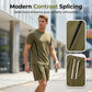 ⏳Begränsad tid – 60% rabatt⏰Herr Waffelstickat Set – Kortärmad T-shirt & Shorts, Andningsbart Tyg, Ledig Passform 👕🩳