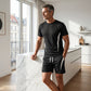 ⏳Begränsad tid – 60% rabatt⏰Herr Waffelstickat Set – Kortärmad T-shirt & Shorts, Andningsbart Tyg, Ledig Passform 👕🩳