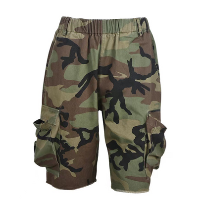 🩳 50% RABATT NU! 🔥 Dam camouflage cargo shorts med fickor – Resår i midjan & utility-fickor – Andningsbar streetwear i urban stil 🌿