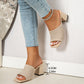 👡 50% RABATT NU! ✨ Dam sandaler i stickat tyg med fyrkantig tå och kraftig klack – Andningsbara & stabila – Snygga sommarskor att enkelt glida i 🌿