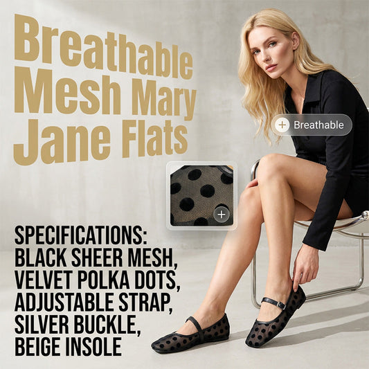 🩰🌿🔥 BEGRÄNSAD TID – 50% RABATT! 🔥 50K+ SÅLDA!  💖 Prickiga Mary Jane-ballerinor i nät