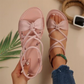 🎁 Heta sommarerbjudanden - 50% rabatt! 🔥Dam Sandaler med Korsande Remmar och Platt Sula