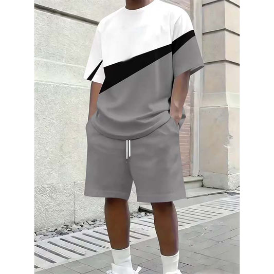 🔥 Såljer så länge lagret räcker 40 % RABATT! 🎉 Herr Färgblockad Casual T-shirt och Shorts Set