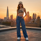 🔥 50% RABATT på utvalda produkter🎉 Högmidjade vida jeans med cargo-fickor