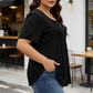 ⏳Begränsad tid – 50% rabatt⏰Dam-T-shirt med veckad front och puffärmar