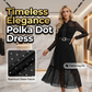 👗 50% RABATT NU!✨ Polka Dot Tie-Neck Midi Klänning – Pärlbälte & A-linje – Elegant Vintage Festklänning 🥂