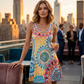 👗 50% RABATT NU!🌴 Avslappnad Ärmlös A-linje Sommarklänning – Lätt & Casual Tryck – Strand & Picknick Essential 🍹