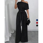 🔥 60% RABATT på utvalda produkter🎉Elegant jumpsuit med asymmetrisk halsringning och prickmönster