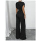 🔥 60% RABATT på utvalda produkter🎉Elegant jumpsuit med asymmetrisk halsringning och prickmönster