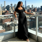 👗 BEGRÄNSAD TID – 50% RABATT! ✨ Damklänning med fyrkantig urringning – Skrynklat tyg, lagerdelad kjol & elegant 🍷
