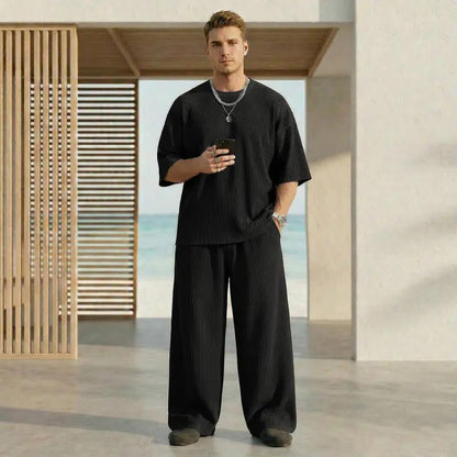 👕60% RABATT på utvalda produkter🎉👖 Avslappnat ribbad lounge-set för män