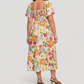 🔥Sista dagen: 50 % rabatt!⏰🌸👗 Blommig klänning med volanger, fyrkantig halsringning och fickor🏖️