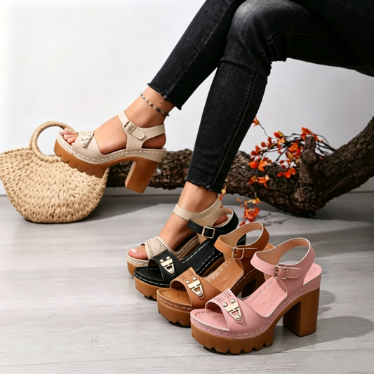 👡 BEGRÄNSAD TID 55% RABATT! ✨ Dam Klumpklack Platförm Sandaler – Stabila, Stoppade, Sommar 🌞