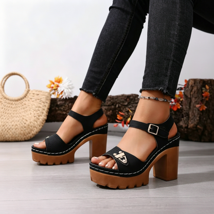👡 BEGRÄNSAD TID 55% RABATT! ✨ Dam Klumpklack Platförm Sandaler – Stabila, Stoppade, Sommar 🌞